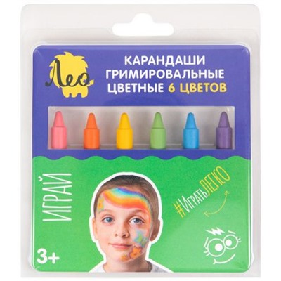 Цветные карандаши для грима 6 цв. 21 г. "Играй" "Радуга" LPFPS-06 Лео