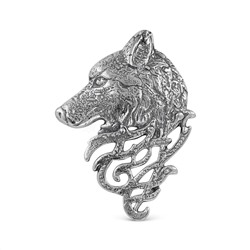Значок из чернёного серебра (винтовое крепление) - Волк