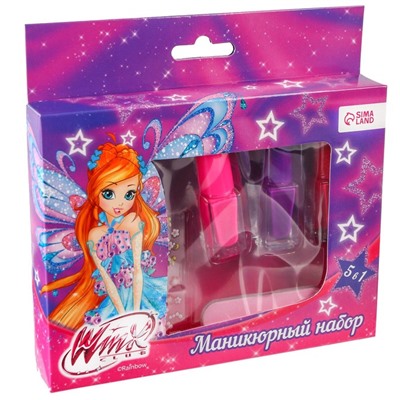 Маникюрный набор, 3 лака, пилочка, блестки, наклейки "Блум", WINX