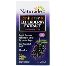 Naturade, Children's Elderberry Extract Syrup with Vitamin C & Zinc, 2 Years and Older, 4.2 fl oz (125 ml)