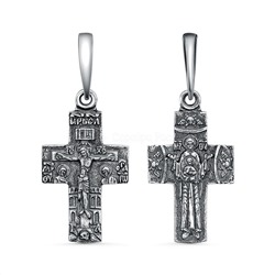 Крест двусторонний из чернёного серебра - 3 см Кр-138ч