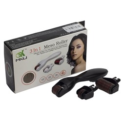 Derma Roller System Набор мезороллер 3 в 1, 180/0.5, 600/1, 1200/1.5 мм, для век, для лица, для тела, черный