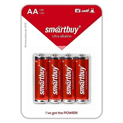 Батарейка AA Smart Buy LR6 (4-BL) (48/480)