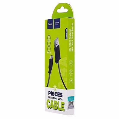 Кабель USB - micro USB Hoco X24 Pisces  100см 2,4A  (black)