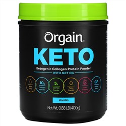 Orgain, Keto, Ketogenic Collagen Protein Powder with MCT Oil, Vanilla, 0.88 lb (400 g)