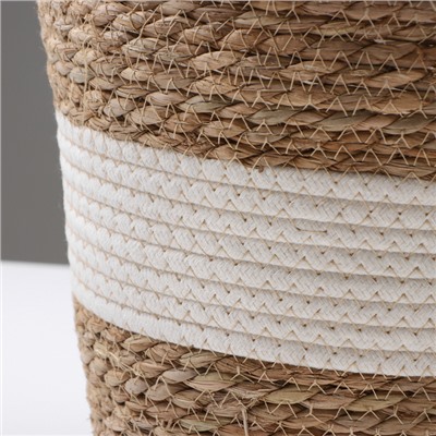 Кашпо плетеное "Танзания", 25,5х25,5х23 см, натуральный, белый