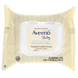 Aveeno, Салфетки для рук и лица для малышей, 25 одноразовых салфеток