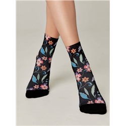 Носки женские CONTE FANTASY Плотные носки с черным мыском и рисунком «Flowers»