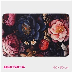 Коврик для дома Доляна Black Flowers, влаговпитывающий, 40×60 см