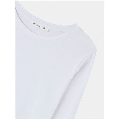 Однотонная футболка с круглым вырезом горловины Чисто-белый