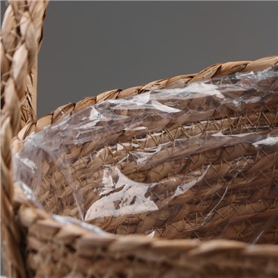 Кашпо плетеное "Кения" цилиндр с ручками, 25,5х25,5х23 см, натуральный