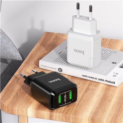 Адаптер Сетевой Hoco N6 Charmer QC3.0 2USB 3A/18W (black)