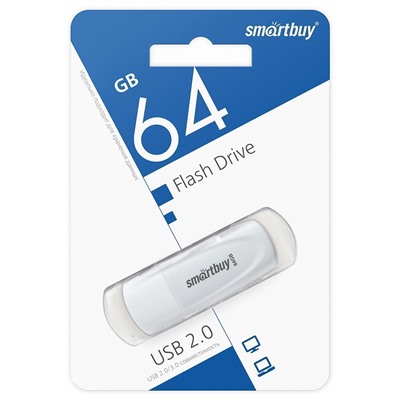 Флэш накопитель USB 64 Гб Smart Buy Scout (white)