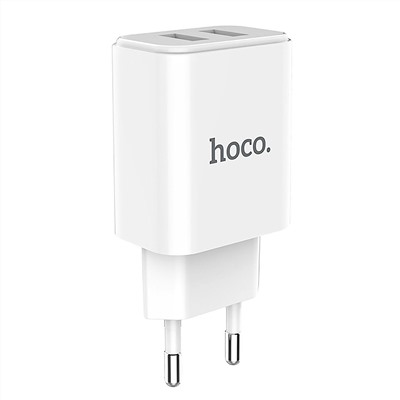 Адаптер Сетевой с кабелем Hoco C62A Victoria 2USB 2,1A/10W (USB/Type-C) (white)