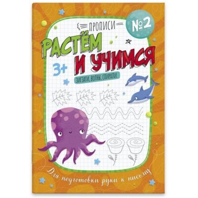 Прописи "Растем и учимся" 160х230 мм 16 стр. "ЗИГЗАГИ, ВОЛНЫ, СПИРАЛИ" 53099 Феникс