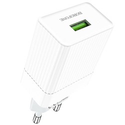 Адаптер Сетевой Borofone BA47A Mighty QC3.0 USB 3A/18W (white)