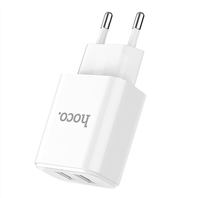 Адаптер Сетевой с кабелем Hoco C62A Victoria 2USB 2,1A/10W (USB/Type-C) (white)