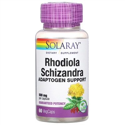 Solaray, Rhodiola Schizandra, 500 mg, 60 VegCaps