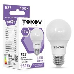 Лампа светодиодная TOKOV ELECTRIC, 11 Вт, А60, 4000 К, Е27, 176-264В