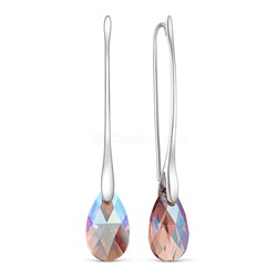 Серьги женские длинные из серебра с кристаллом премиум Австрия цвета Сияющий светло-фиолетовый родированные