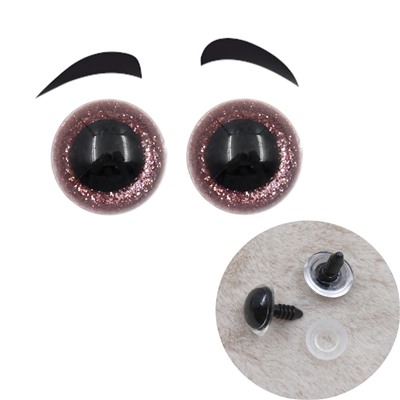 Глазки для игрушек с искоркой 16мм с заглушками 10шт св.розовый