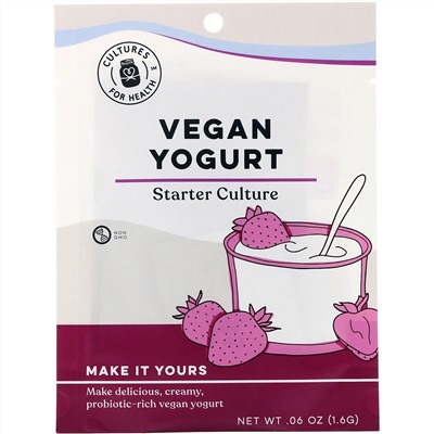 Cultures for Health, Vegan Yogurt, 4 Packets, .06 oz (1.6 g)