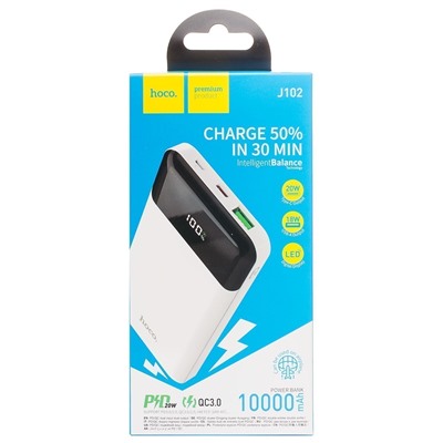 Внешний аккумулятор Hoco J102 PD QC 10 000mAh Micro USB/USB*2/USB Type-C (white)