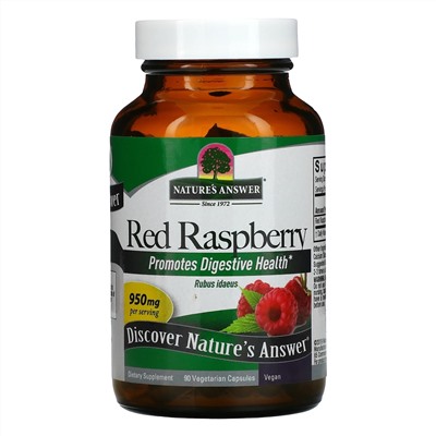 Nature's Answer, Red Raspberry, Rubus Idaeus, 475 mg, 90 Vegetarian Capsules