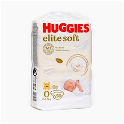 Подгузники "Huggies" Elite Soft 0+ до 3.5 кг, 50 шт