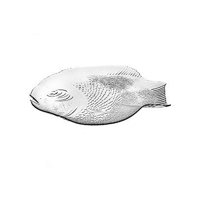 Тарелка из закаленного стекла MARINE  250*360 мм (прозрачное рифленое стекло в форме рыбы)