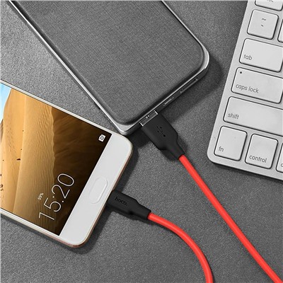 Кабель USB - Type-C Hoco X21 Silicone  100см 3A  (black/red)