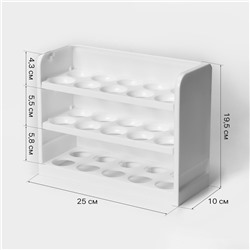 Контейнер для яиц, 30 ячеек, 25×10×19.5 см, цвет белый