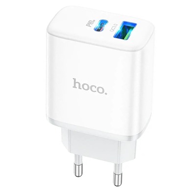 Адаптер Сетевой Hoco C105A PD QC3.0 USB/Type-C 20W (white)