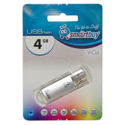 Флэш накопитель USB  4 Гб Smart Buy V-Cut (silver)