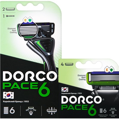 Станок для бритья DORCO PACE-6 (+ 6 кассет), система с 6 лезвиями, SXA1002pr ВЫГОДА 25%