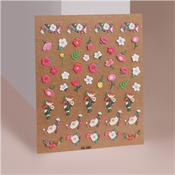 Наклейки для ногтей «Полевые цветы», объёмные, разноцветные