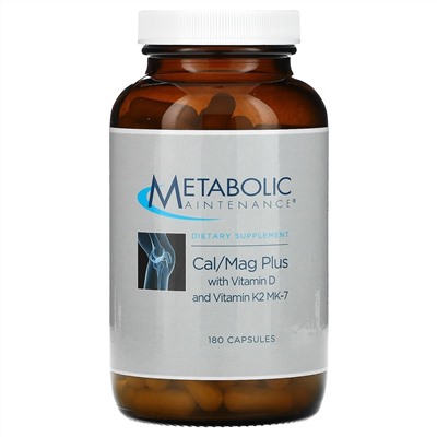 Metabolic Maintenance, Cal/Mag Plus with Vitamin D and Vitamin K2 MK-7, 180 Capsules