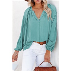 Green Split V Neck Dolman Top