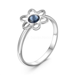 Кольцо из серебра с кристаллом премиум Австрия цв. Синий родированное