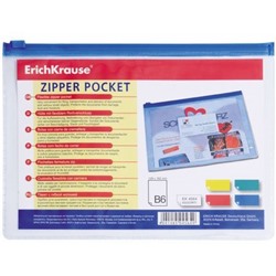 Папка на гибкой молнии  B6 4564 ZIP Pocket PVC прозрачный ErichKrause