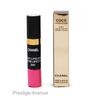 Блеcк и помада Chanel Coco Lipstick & Lip Gloss 2in1 - 12 шт