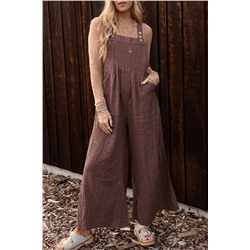 Chicory Coffee Striped Pleated Wide Leg Pocketed Jumpsuit