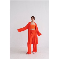 9421 Костюм из кимоно и брюк-палаццо красно-оранжевый
