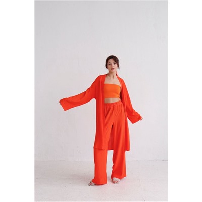 9421 Костюм из кимоно и брюк-палаццо красно-оранжевый