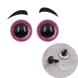 Глазки для игрушек с искоркой 16мм с заглушками 10шт малиновый