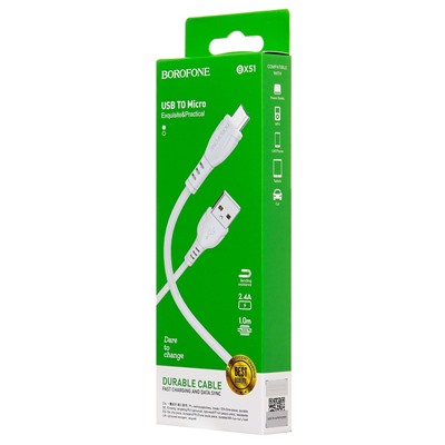 Кабель USB - micro USB Borofone BX51  100см 2,4A  (white)