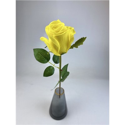 Роза силиконовая ароматизированная 55см, цвет желтый