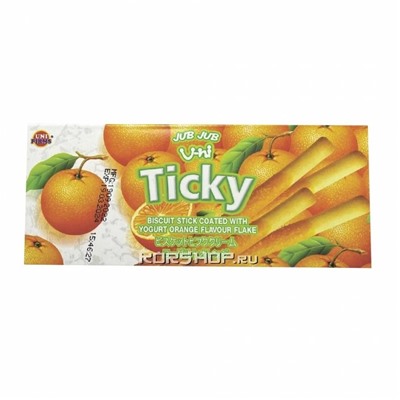 Печенье палочки апельсиновые с йогуртом Ticky, Таиланд 18 г Акция