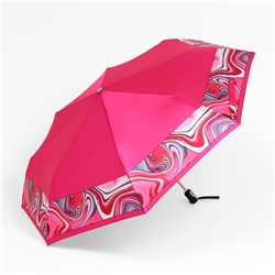 Зонт автоматический «Орнамент», сатин, 3 сложения, 8 спиц, R = 52 см, цвет розовый