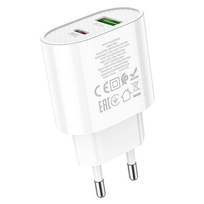 Адаптер Сетевой Hoco C95A PD QC3.0 USB/Type-C 3A/20W (white)